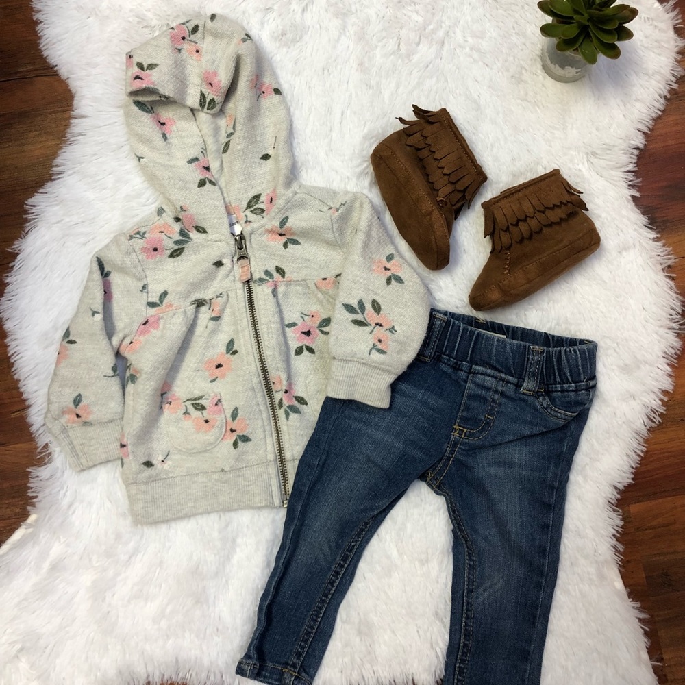 Carter’s Floral Hoodie + Baby Gap Skinny Jeans